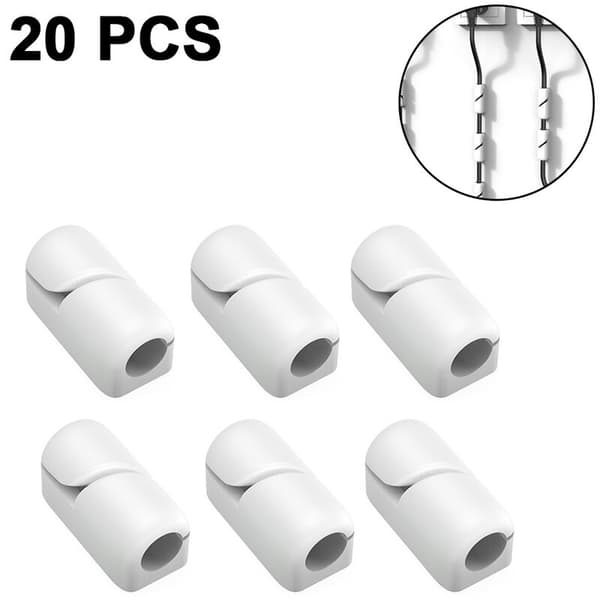 Cable Holder Clips, 20-Pack Cable Management Cord Organizer Clips Silicone Self-Adhesive for Desk USB Charging Cable Power Cable Mouse Cable Wire