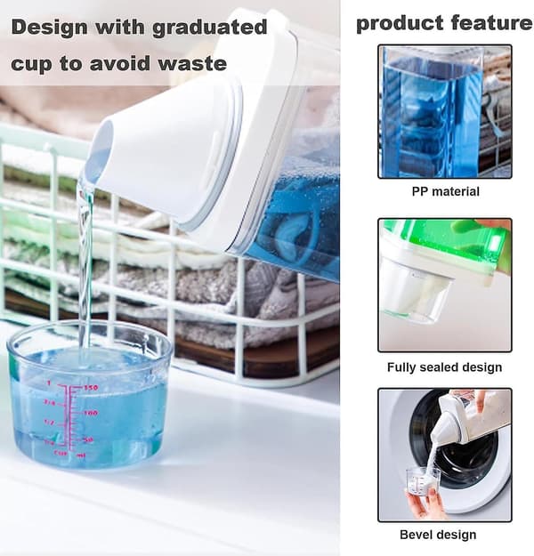 Liquid Detergent Dispenser with Measuring Cup for Laundry Room