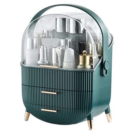 Retro Sminkeoppbevaring Sminkeboks Organizer - Mørk Mintgrønn