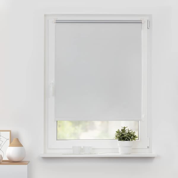 Thermal roller blind without drilling, blackout roller blind, wall mounting, 90 cm x 200 cm White White