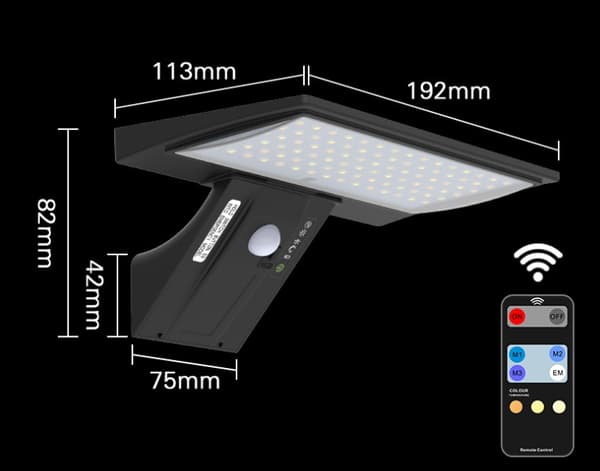 2 stk 90 LED 2600mAh bevegelsessensor solcellelampe