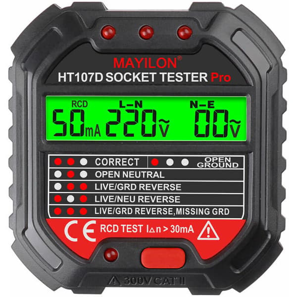 Socket Tester Earth Wire Phase Tester Compatible with EU Regulation HT107D