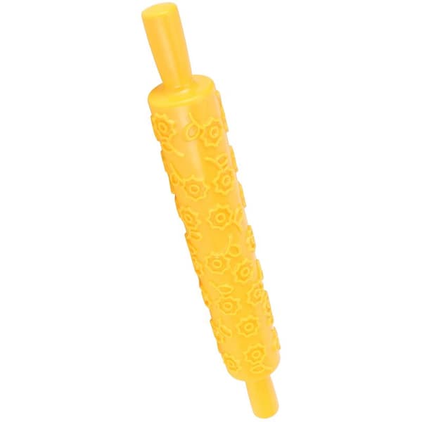 Fondant Cake Embossing Rolling Pin Baking Dough Roller Cakes Biscuits Decorating Tool (Flower Pattern)