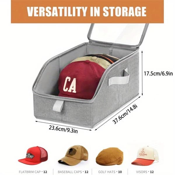 Hatteoppbevaring for baseballcapser, 2 stk. stablebare hatteoppbevaringsbokser rommer opptil 24 capser Hatteorganisator