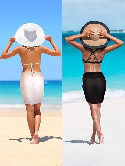 2 stk sort + hvid sarong dame badedragt badedragt wrap badedragt