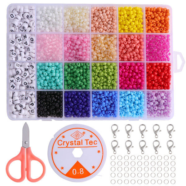 24 färgglada pärlor i rutnätlåda Glaspärlor Handgjorda halsband DIY pärlor set A