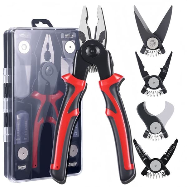 5-i-1 Multifunksjonell Tangsett, Utskiftbare Krimpenger, Avbitertenger, Kabelkniver, Avisoleringstenger, Sakser