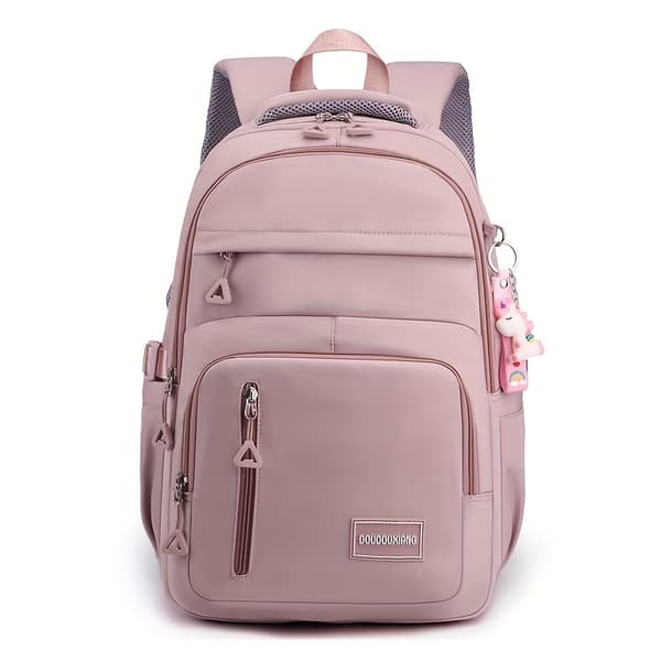 Nylon Laptop Backpack with Adjustable Straps, Solid Color, Casual Not provided Grey Not provided Grey
