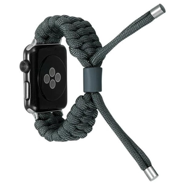 Nylon kompatibel Apple Watch-rem - Justerbar vævet rem til iwatch Series 4/5/6/7 Udskiftningsarmbånd (Mørkegrå, 42/44mm)