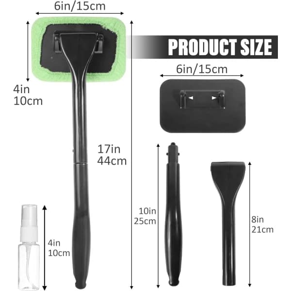 Car Windshield Cleaning Tool, Car Accessories Car Window Cleaner with Unbreakable Extendable Handle (Replacement pads come in random colors)