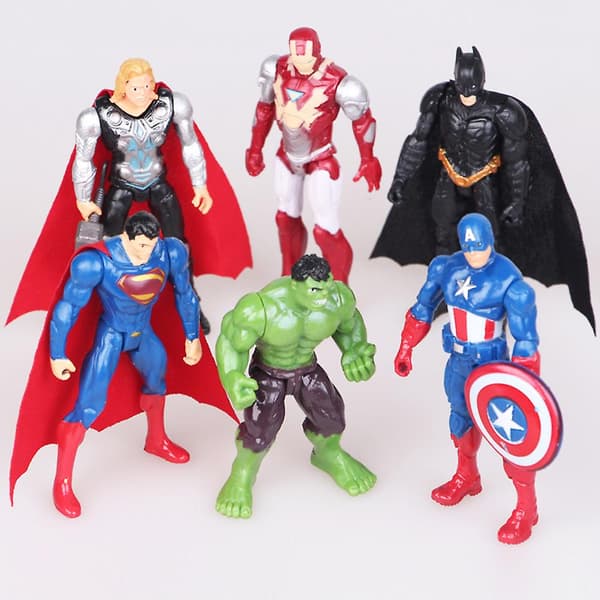 Marvel Super Hero 3,54 tommer Marvel heltemodelpynt Legetøj 6-pak
