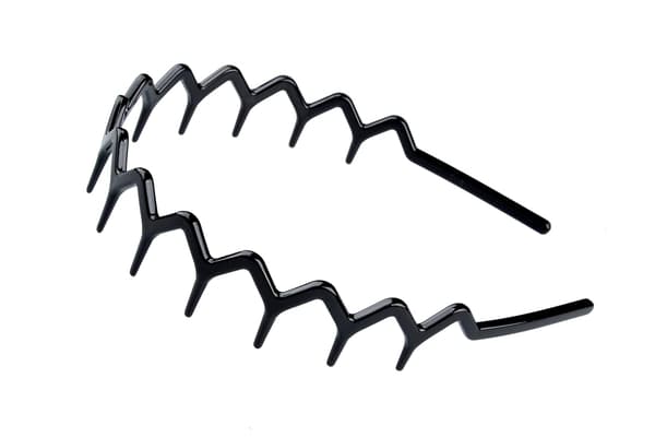 2 Zig Zag Sort Plast Hajtand Hårkam Hårbånd (1 Sort