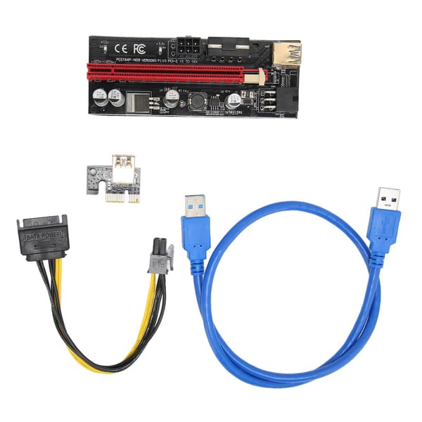 PCIE 1X til 16X Riser-kort 4 solide kondensatorer 6 PIN-interface USB-kabel Fast spænde design PCIE GPU Riser Express-kabel Blå