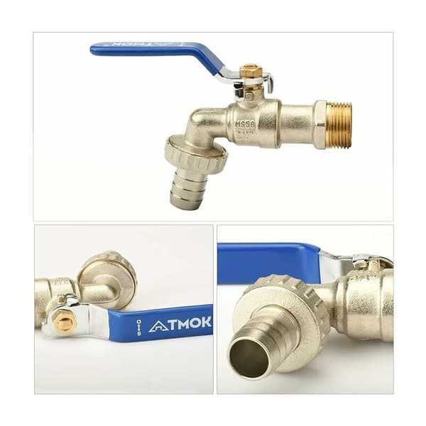 Tankhaneadapter 3/4\" gevindforbindelse S60X6 Vandtank Messingventil Reservedele eller 3/4\" Metalslangeforbindelse (Blå)