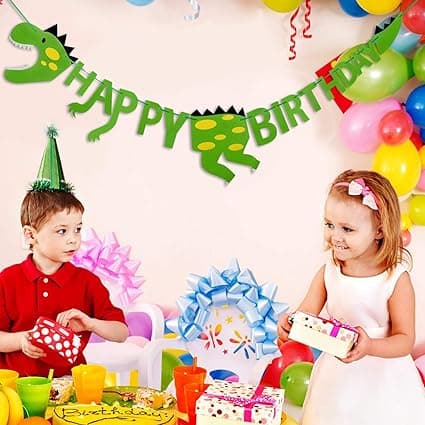 Gratulerer med dagen banner dinosaur vimpler barnefestdekorasjon dino