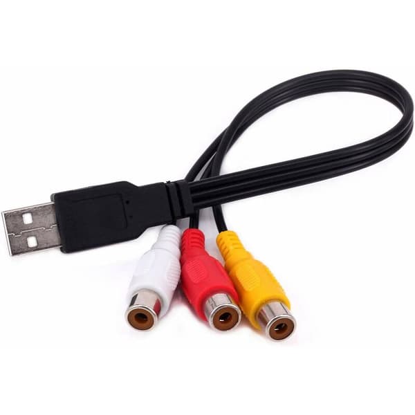 USB til 3RCA han-kabel 0,3 m til 3 RCA hun-jack splitter lyd video AV kompositadapter til TV/PC