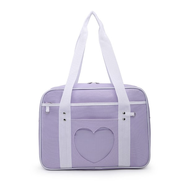 Chuangxiang bærbar rejsetaske: kærlighedsgennemsigtig smertetaske, jk uniform afslappet skuldertaske bagagetaske (lyse lilla)