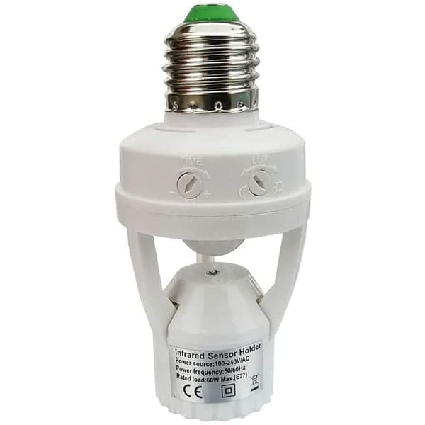 PIR motion sensor E27 light bulb with time and light adjustment for indoor use