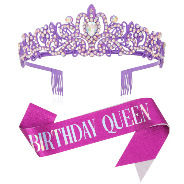 Födelsedag Crown & Ribbon-Purple AB färgade diamanter