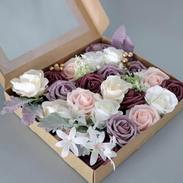 Artificial Rose Flowers Combination Box for DIY Wedding Bouquets Table Decorations