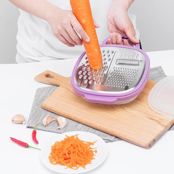 Cheese Grater with Handle for Kitchen Cheese Grater Box, Multifunctional Three-in-One Stainless Steel