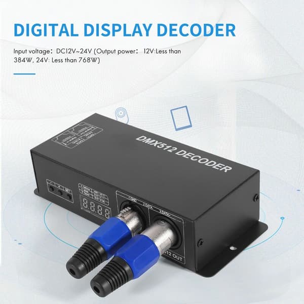DMX 512 Digital Display Decoder, DMX512 Dimming Control for LED RGBW Strip Light Strip RJ45 Connection DC 12 - 24V 20A (4 Channels)