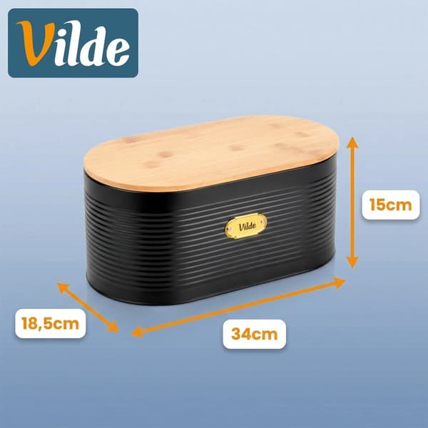 Black Metal Bread Box with Bamboo Cutting Board