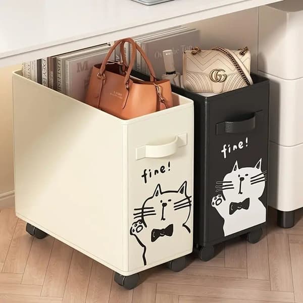 Mobile storage basket and laundry basket with wheels, multifunctional for office and home
