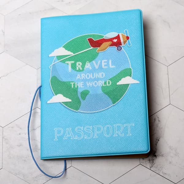 Passfutteral for barn, kvinner og menn, søt reisepassholder (fly) reisetilbehør (blå)