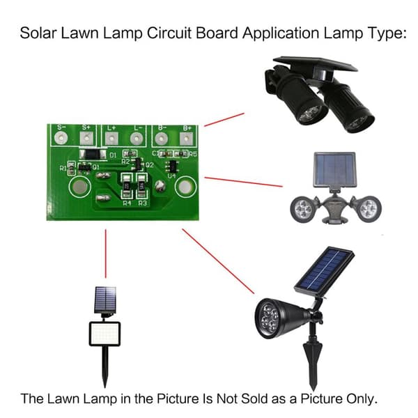 Solcellelampe kontroller 3,7V litiumbatteri solcellelyskaster solcellelampe kretskort med bryter