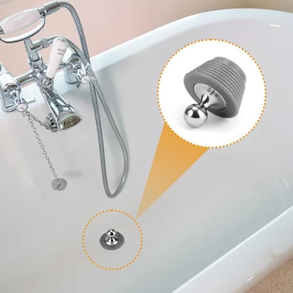 Badekarpropp, Konisk silikonpropp, Badekarpropp av silikon med håndtak i sinklegering, Egnet for badekar, vask, A