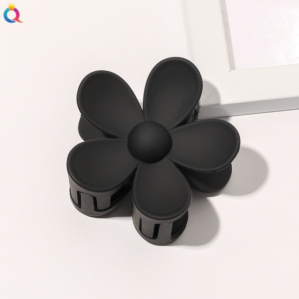 Autumn/Winter matte hair clip with large flowers - black