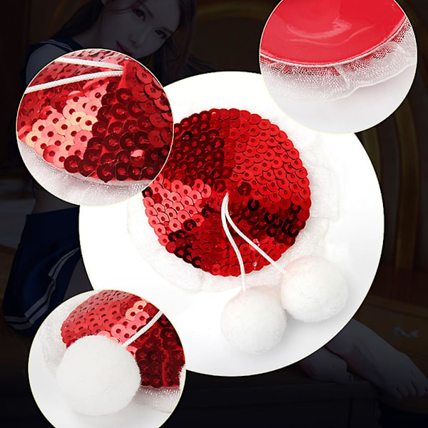 Joulu Sexy Rintapeitteet Kiiltävät Metalliset Sekvenssit Pitsi Koriste Rinta Rinta Tarrat Plush Pom Jousi Itse Liimautuva Rintaliivit Tarrat Alusvaatteet