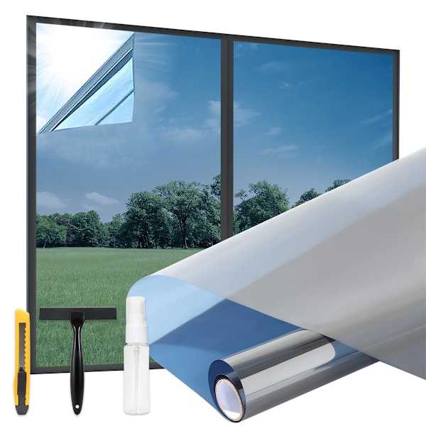 Solskyddsfilm fönster insida eller utsida 50 x 200cm spegelfilm fönster integritetsfilm självhäftande fönsterfilm termisk film fönster mot värme