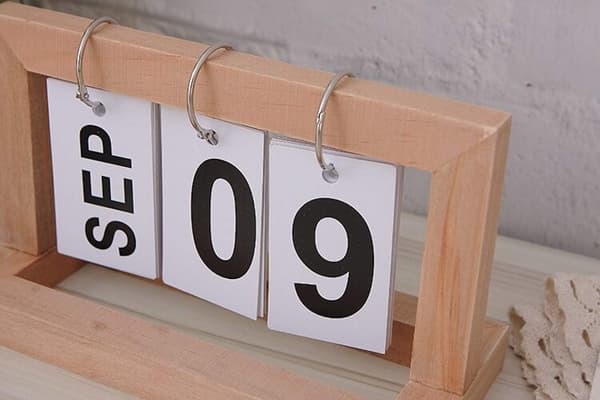 Kompakt skrivebordskalender med træ enkeltblad grøn præsentation