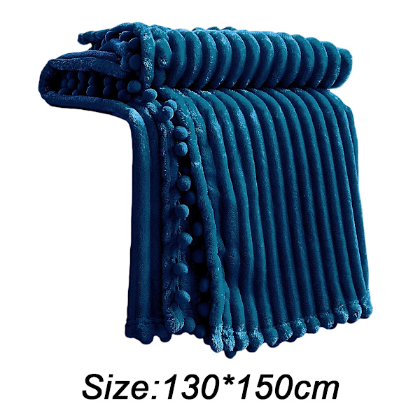 Flanellfilt med Pom Pom-kant, lätt och mysig sängfilt, mjuk pläd, lämplig för soffa, passar alla säsonger (51x63 tum) Hyland