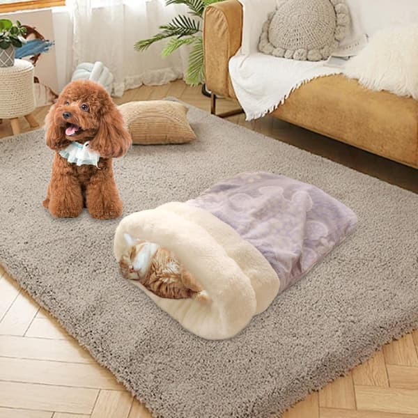 Self-heating Cat Sack Indoor, Self-heating Cat Bed, Cave, Heated Pad, Cozy Winter Pet Blanket