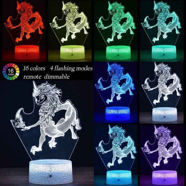 Qinwei Dragon Natlampe Sisu Dragon Light Bord ved siden af Dragon lampe til soveværelset som fødselsdagsgave til børn (Stil 12)