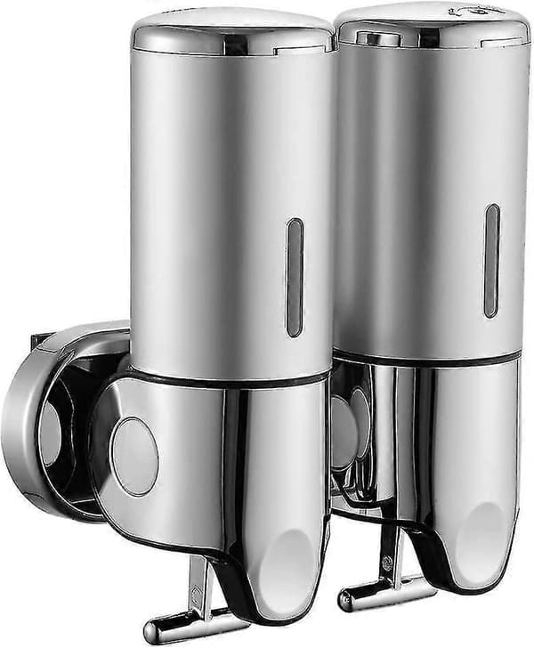 Sæbedispenser Vægmontering Manuel Dobbelt Lotiondispenser Desinfektionsmiddeldispenser Væg Rustfrit Stål