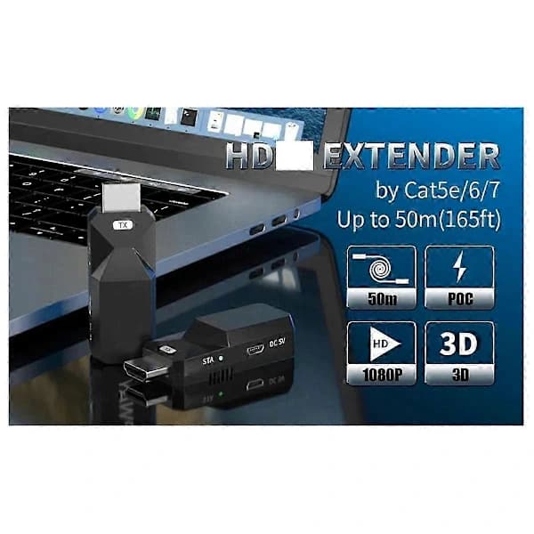 Wireless HDMI Transmitter and Receiver 50M 1080P 60Hz 3D Plug and Play for TV PC Projector Black