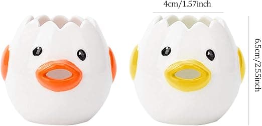White Egg Yolk Separator, 2 Pcs Ceramic Cute Cartoon Portable