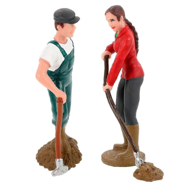 Farmer Character Figure Miniature Farmer Model for Play Use 2pcs