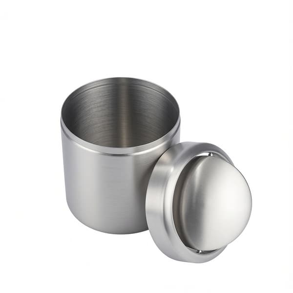 Covered Trash Cans, Brushed Stainless Steel Trash Cans, Cylindrical Trash Cans, Bathroom (Silver)