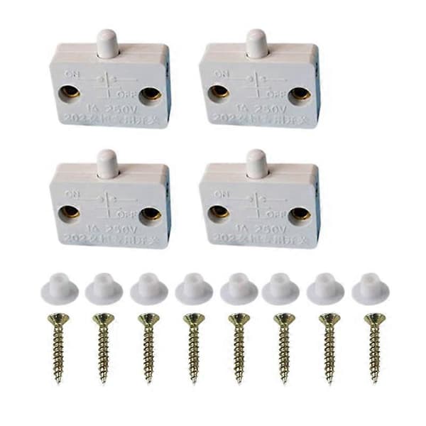 4 stk Skapdørbryter Egnet for 12V 24V 110V Hvit