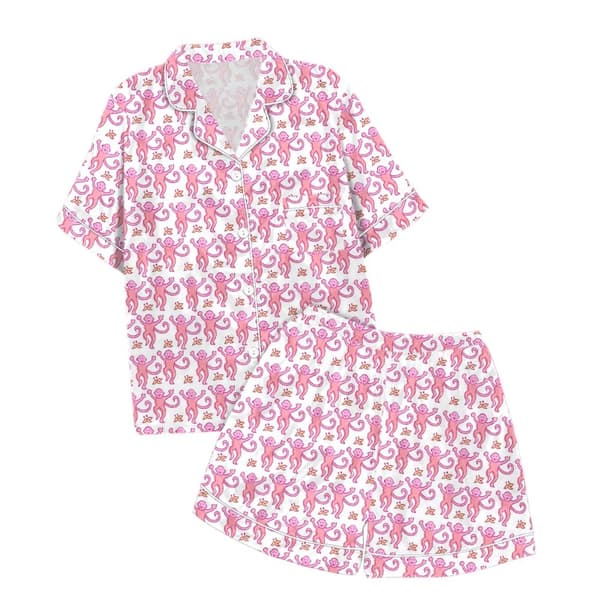 Barnas pyjamassett med kanintrykk, kortermet T-skjorte og shorts, 2-delt pyjamas E-Blu E-Blue 2-3 years