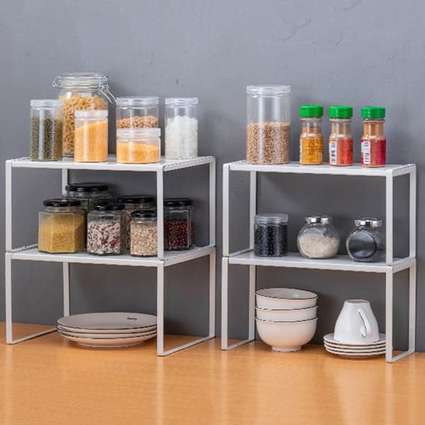 Kitchen Cabinet Storage Rack, Stackable and Retractable Storage Rack, Spice Bottle Holder