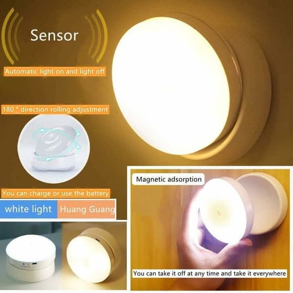 longziming-LED Induction Night Light Kitchen Corridor Room Toilet Auxiliary Light (White Light 1 Pack)