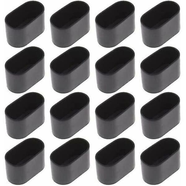 16 ovale møbeldupper til borde og stole, 15 x 30 mm, sort
