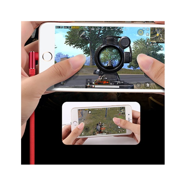 Pakke 90 Graders USB Data Oplader Hurtigkabel til iPhone (1M-2M-3M)