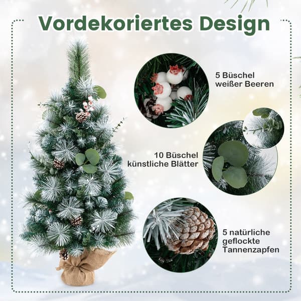 90 cm förbelyst konstgjord julgran med timer
